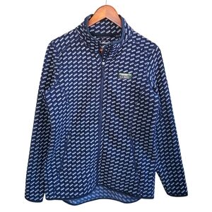 L.L. Bean Patterned Knit Lightweight Jacket Blue White Womens Small Regular